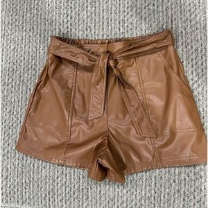 Women’s faux camel leather shorts, NWT!